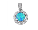 White or Blue Lab Opal Circle Necklace with CZ's