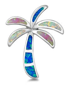 Multi Color Lab Opal Palm Tree Necklace
