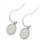 Oval Shaped Lab Opal Dangle Earrings