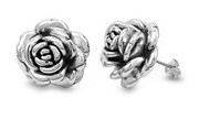 Silver Rose Earrings