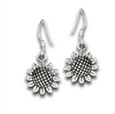 Silver Sunflower Dangle Earrings