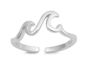 Silver Toe Ring - Wave