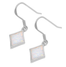 Lab Opal Diamond Shaped Dangle Earrings