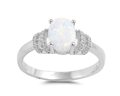 Blue or White Lab Opal and/CZ Ring