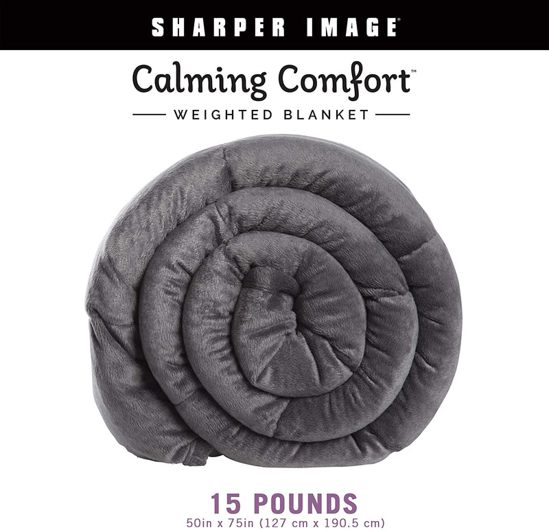 Sharper Image Calming Comfort 15 lb, 50" x 75", Grey Blanket