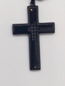 Silver or Black Stainless Steal Cross Necklace with CZs