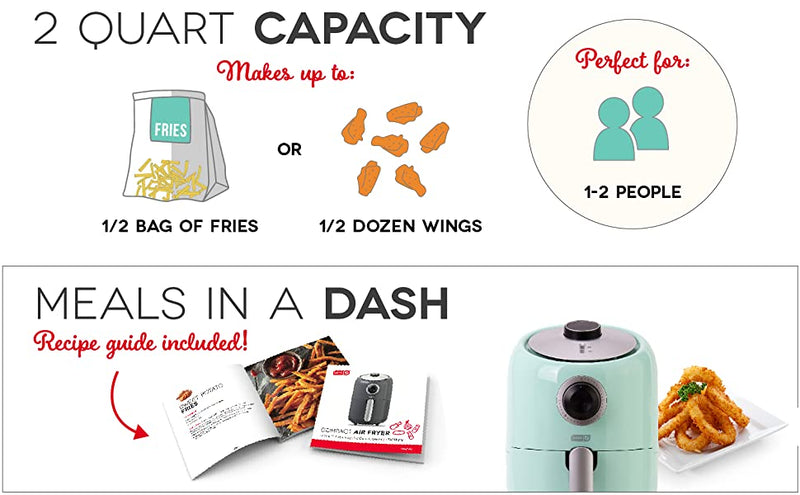Dash Compact Air Fryer Oven Cooker with Temperature Control, 2qt