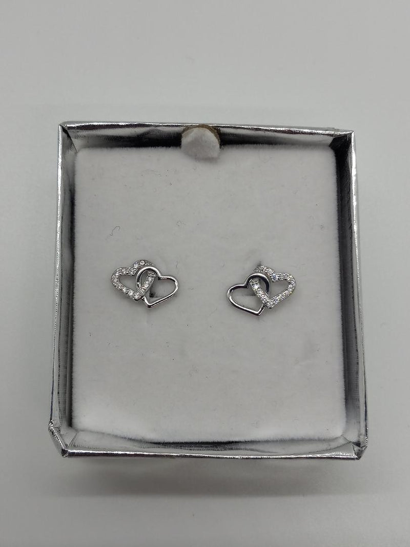 Double CZ Heart Earrings