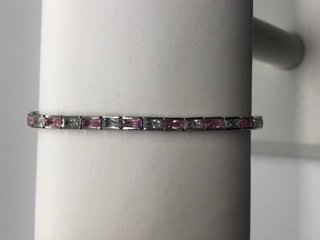 Pink and Clear CZ Bracelet