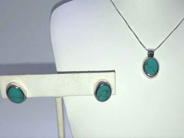 Turquoise Earrings and Necklace Set
